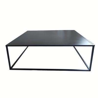 China Retro Country Glass Iron Coffee Table Black Metal Coffee Table for sale