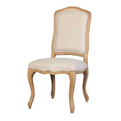 China Oak Dining Chair Wood Frame Canvas Upholstered Classic French Dining Chair for sale