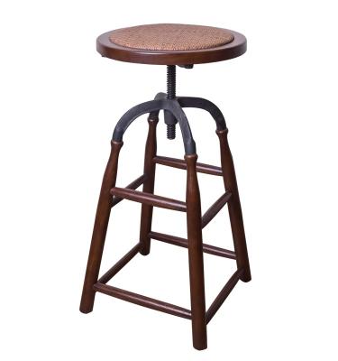 China Vintage French Antique Industrial Bar Stool (Height) Adjustable Round Backrest for sale