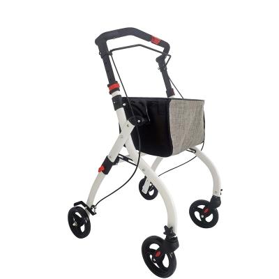 China Elderly / Disable / Patient Medical Supply Shopping Aluminum 4 Wheel Rollators Walker With Tray And Basket for sale