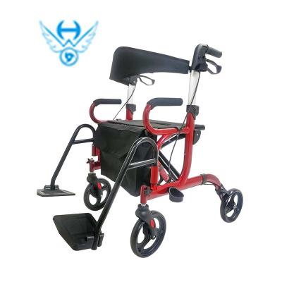 China Heavy Duty Lightweight Aluminum Adults Elderly Walking Aids Frame Foldable Upright Walker Rollator With Seat for sale