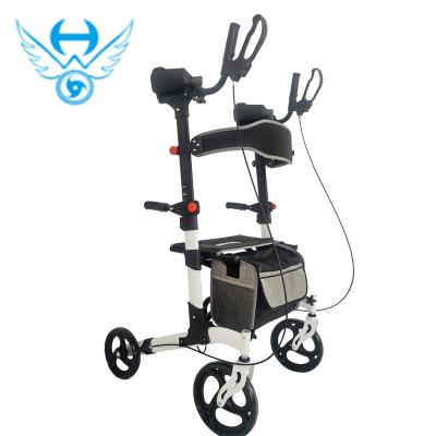 China Older/disable/patient road medical factory sale aluminum rollator folding walker double upright walker for adults for sale