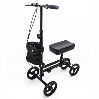 China Convenient Protection Steerable Dual Economy Foldable Steel Knee Walker With Basket Alternative To Crutches Disabled Knee Scooter for sale