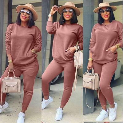 China Breathable Women Fashion Soild Long Sleeve 2 Piece Set Streetwear Loose Casual Knitting Women Two Piece Set for sale