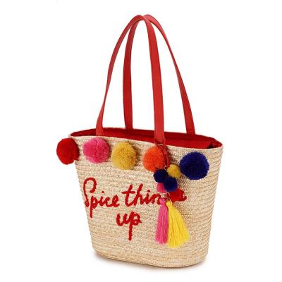 China Wholesale Custom Fashoion Tassel Women Beach Bag 2020 Summer Women Straw Beach Bag for sale