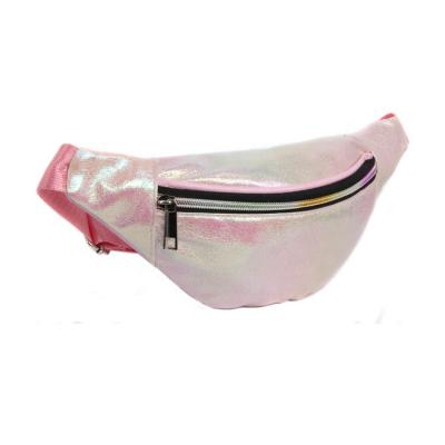 China Custom Private Label Waterproof Amazon Shinny Designer Waterproof Holographic Leather Fanny Pack PU Belt Bag For Women for sale