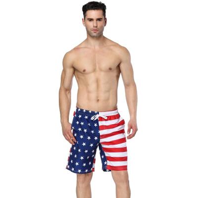 China Breathable Digital Print Mens Custom American Flag Swim Trunks Board Shorts for sale