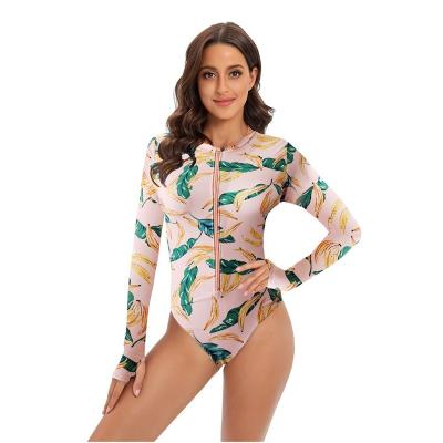 China Printed Surfing Sexy Swimwear 2022 New Breathable UV Protection Sports Monokini Swimwear Swimwear Long Sleeve One Piece Swimsuit for sale