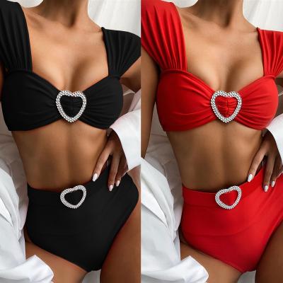 China Sexy Dragon Lady Bikini 2022 Eager Breathable Lady Swimsuit 2 Piece Sets Plain High Waisted Heart Bikinis for sale