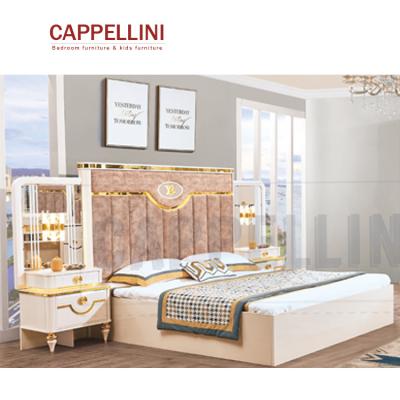 China Customizable Modern European Wooden Storage Plant Outlets Panel Bed Fashion French Bedroom Furniture Set for sale