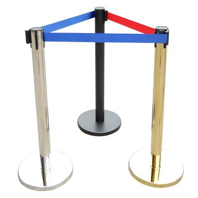 China Crowd Control Polished Stainless Steel Crowd Control Rack With Retractable Belt Barrier for sale