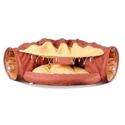 China Interesting Attractive Viable Brown High Quality Cotton Plush Felt Cat Tunnel for sale