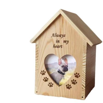 China Pet Urn Cat and Dog Casket Pet Death Memorial Urn New Product Printing Stocked Solid Wood Border LOGO for sale