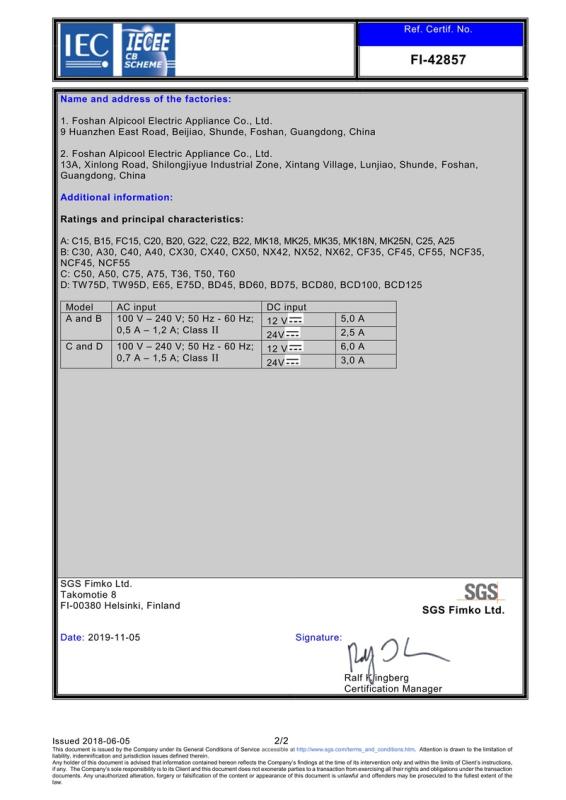 CB - Foshan Alpicool Electric Appliance Co., Ltd.