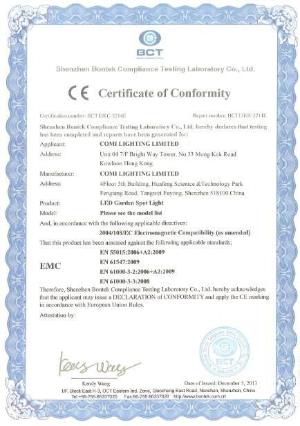 CE(EMC) - COMI LIGHTING LIMITED