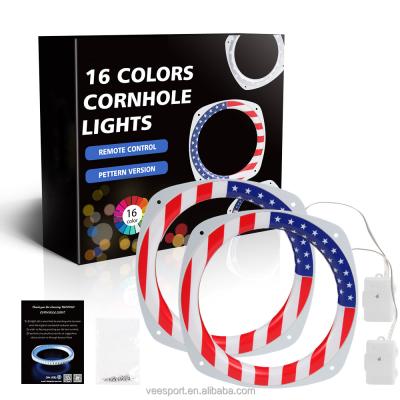 China Cornhole Game Amazon Top Sell OEM Corehole Board Lights Bags 16 Colors Corehole Ring Pattern Lights For Back Yard Board Games for sale