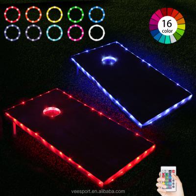 China Cornhole Runway Edge Marker Factory Price 16 Colors Change LED Cornhole Lights with 4 x 2 Feet Remote Control Cornhole Edge and Hole Lights Set for sale