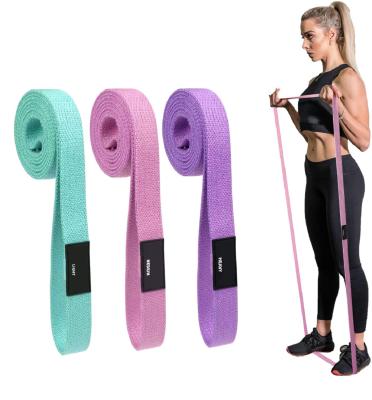 China Durable Elastic Band Gym Fabric Women Long 3 Pack Resistance Bands Set Elastic Fitness Body Bands Heavy Duty Stretch Exercise Pull Up for sale