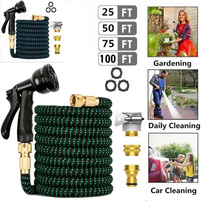 China NEW 25Ft-100Ft Adjustable Garden Hoses Upgraded Double Retractable Latex Hose Car Wash High Pressure Hose With Washing House, Car, Yard for sale