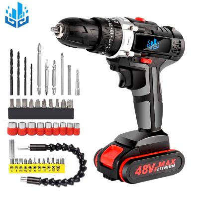 China Factory Direct Impact 48VF ​​Cordless Drill Fast Charging Screwdriver with High Quality LED 2 Speed+Battery DIY Sku001387-2+sku002113_2 Electric Drill for sale