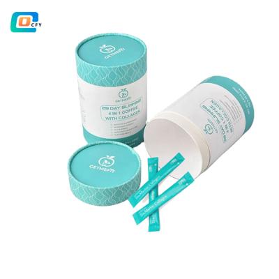 China Custom Recycled Materials Food Grade Logo Paper Cardboard Tube Collagen Supplements For Women And Men Salt Tea Collagen Powder Loose Paper Container for sale