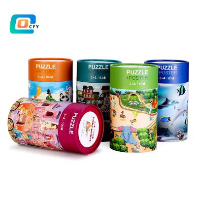 China Customized Eco-Friendly 63 Piece Kids Paper Tubes Jigsaw Puzzle Animal Fun Toy Gift Educational Puzzle for School and Families for sale