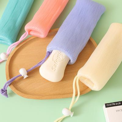 China All Natural Custom Wholesale Exfoliating Colorful Multilayer Foaming Foaming Mesh Face Bath Sponge Net Soap Mesh Facial Clean Large Bags for sale