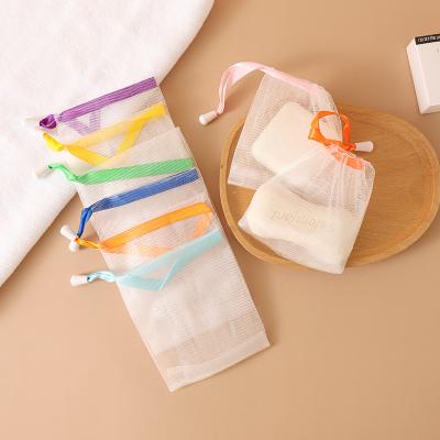 China EXFOLIATING factory direct sale eco-friendly pe mesh soft exfoliating soap sponge bag lather foaming net soap net bag for sale