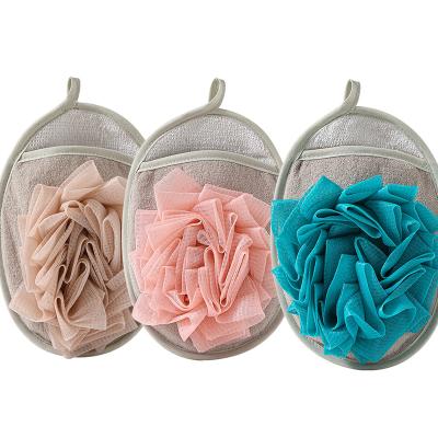 China EXFOLIATE Wholesale Custom Shower Spa Nylon High Quality Natural Squishy Glove Exfoliating Bath Glove for sale