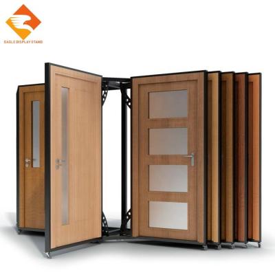 China Easy Exhibition Rack Wooden Door Display Wood Ceramic Tile Display Stand Floor for sale