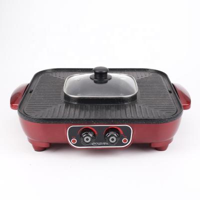 China Adjustable Temperature Multifunction 2 In 1 Electric Hot Pot And Homemade Grill Hot Pot With Electric Grill for sale