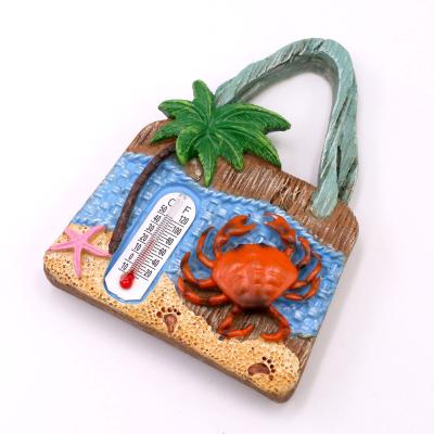 China Shape Ew000263 Spain Souvenir Personalized Crab Resin Fridge Magnet With Thermometer for sale