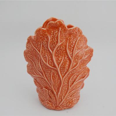 China Modern Art Decor Flower Pot Handmade Customize Ocean Coral Ceramic Flower Vase for sale