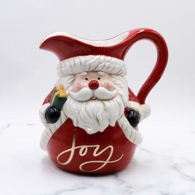 China Hand Paint and Creative Ceramic Christmas Santa Claus Water Drink Jar Decal Pot for sale