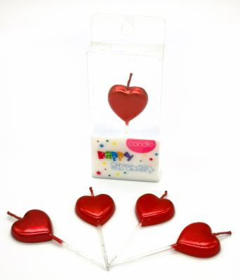 China No Dripping 2020 Color Heart Shape Hot Sale Metallic Birthday Cake Topper Candles For Non Smoking Parties And for sale