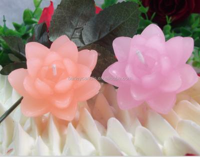 China Non Smoking And No Colorful Drip Shape / Flower Shape Birthday Pink Candle For Parties for sale