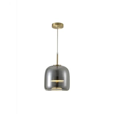 China Modern Nordic Indoor Home Hotel Gold Chandelier Amber Smoke Blown Glass Led Hanging Light Pendant Lamp For Dining Living Room for sale