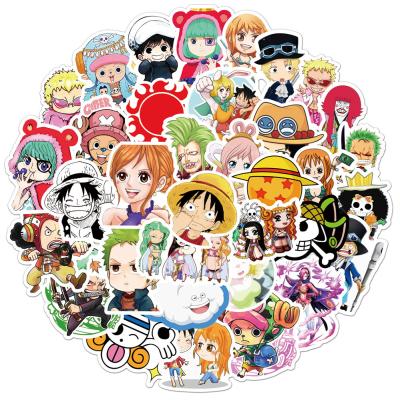 China Waterproof+Eco-friendly 50 Pcs Anime Luffy Nami Zoro Tony Fanart Laptop Skateboard Stickers One Piece Decals for sale