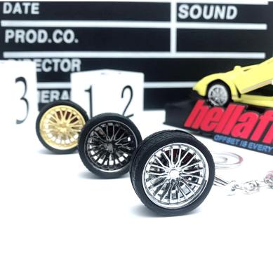 China Cool Metal Car Parts Wheel Steel Car Accessories Auto Part Hub Ring Metal Keychain for sale