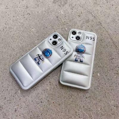 China Wholesale Shockproof Down Cute Astronaut Leather Case For Iphone XS 11 Coat Jacket Design 12 13 Pro Max for sale