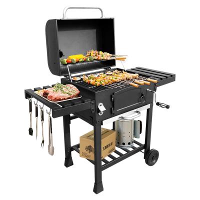 China Vertical Folding Adjustable Height Cart Charcoal BBQ Grills Smoker Set Manufacturer Outdoor Camping Skewer for sale