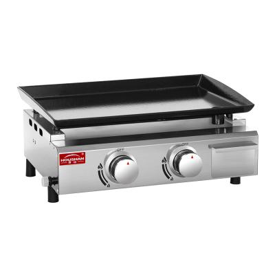 China Stainless Steel Mini Portable Outdoor Camp Chef Flat Top Gas Grill 2-Burner Griddle for sale