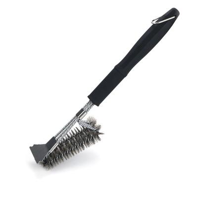 China Easily Cleaned BBQ Grill Brush and Scraper BBQ Tool Steel Wire Grill Cleaning Brushes Cooking Tool for sale