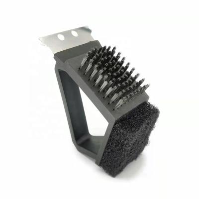 China Easily Cleaned Steel Wire + Polyester Dual Cleaning Brush BBQ Cleaner Accessories GRILL Grill Cleaning Brush for sale