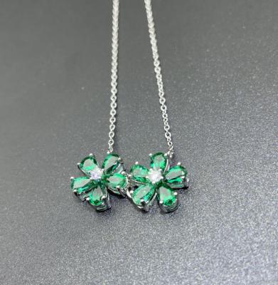 China Cute 925 Sterling Silver Making Cultured Diamond High Green Pendant Necklace Jewelry Wholesale for sale