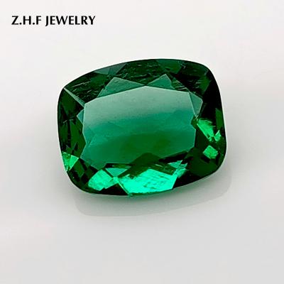 China Emerald Zambian Hydrothermal Emerald Lab loosely created Emerald Cushion 10*8MM 3CT for sale