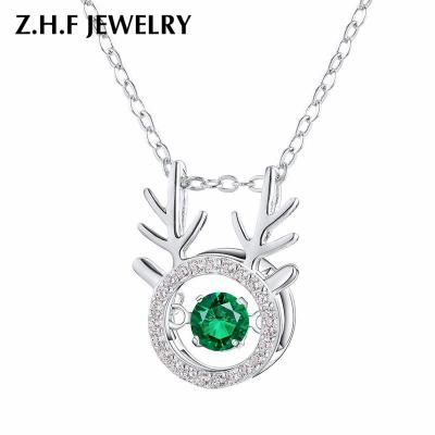 China Sound Precious Metals Claw Setting Green 925 Circular 5m 0.24CT Crystal Gemstone Lab Created Sterling Silver Necklace for sale