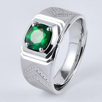 China Emerald Gemstone Emerald Cut Engagement Jewelry Lab Developed Ring Men Emerald Ring CLASSIC 925 Silver for sale