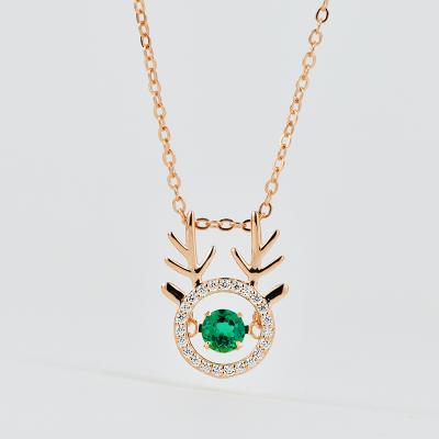 China Traceability ZHF 925 Gold Plating Trendy Hydrothermal Green Antler Rose Gold Plating Fashion Necklace for sale