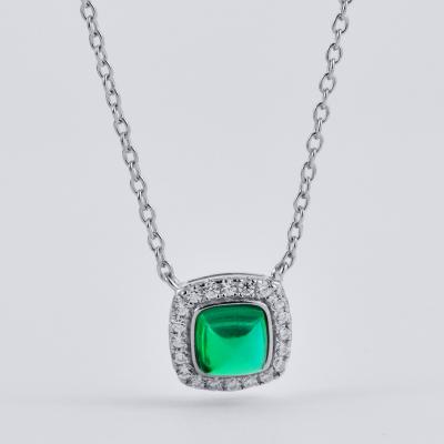 China 925 Cute Emerald Tower Set Silver Hydrothermal Necklace for sale